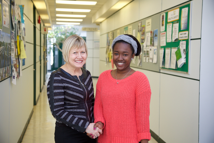 Janice Matthews, Parking Manager (on left) Dorcas Mensah, 2nd year BSc student, Board Representative (on right)