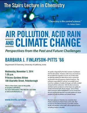 Barbara j Finlayson-Pitts lecture on air pollution and more