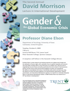 Prof Diane Elson lecture on Gender and the Global Economic Crisis