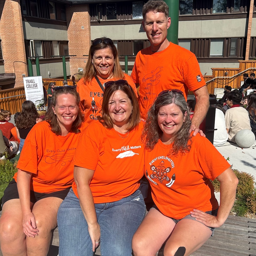 People wearing orange