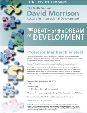 Prof Manfred Bienefeld lecture on The Death of the Dream of Development