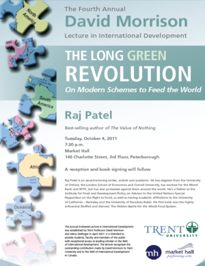 Raj Patel lecture on The Long Green Revolution