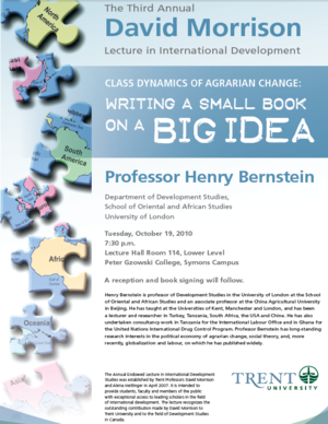 Prof Henry Bernstein lecture on Writing A Small Book On A Big Idea