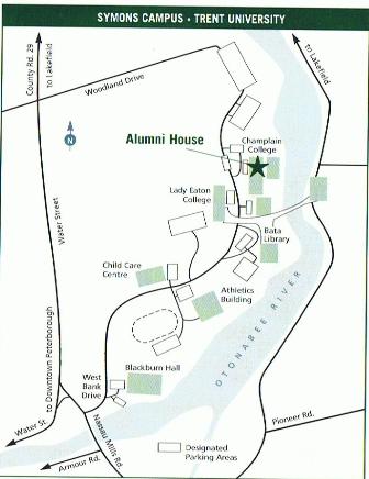 Map to Alumni house, at the back of champlain