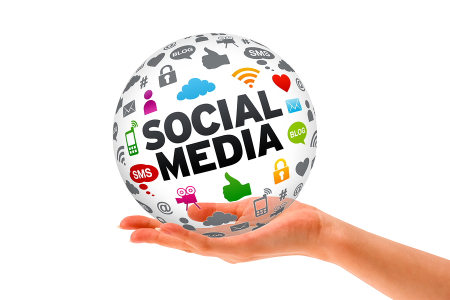 image of hand holding a ball labelled social media