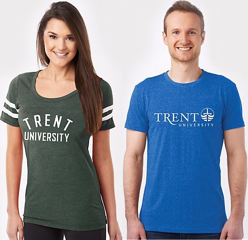 Girl wearing green Trent T-shirt and boy wearing blue Trent T-shirt